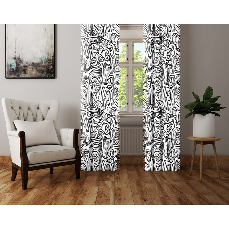 Paire de rideaux semi-transparents en polyester Barbare, L 20 po x L 82 po