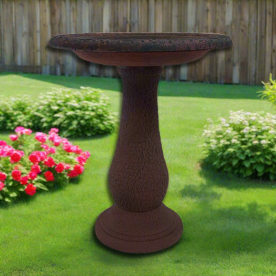 Birds and Beyond 19"D x 24"H Fiber Clay Birdbath Baringer Collection