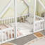 Lit simple au sol avec garde-corps et structure de toit - blanc-1271476612-1271476613