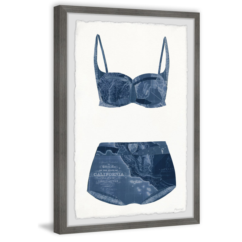 Rétro style maillots de bain - Cadre photo, impression sur papier, H 30 po x l 20 po x P 1,5 po