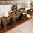 94.5" Reeded Accent Cabinet Set With Doors And Drawers, Modern Credenza Accent Cabinet With Adjustable Shelves For Living Room, Kitchen, Dining Room, Hallway-121602776