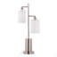 Lampe de table contemporaine en métal nickel avec abat-jour blanc Cannes