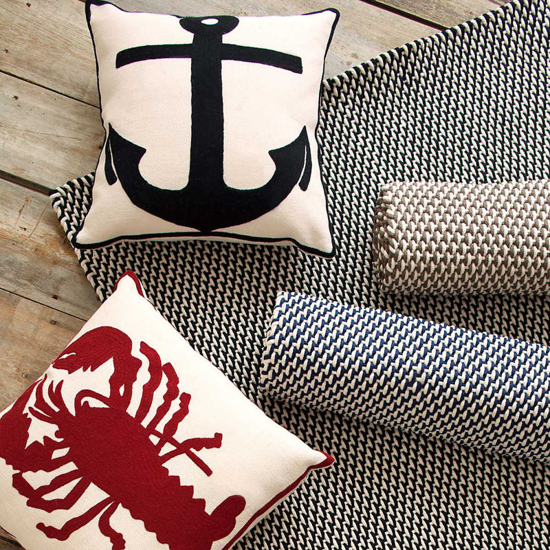 Two-Tone Rope Navy/Ivory Handwoven Indoor/Outdoor Rug, Rectangle 6' x 9'