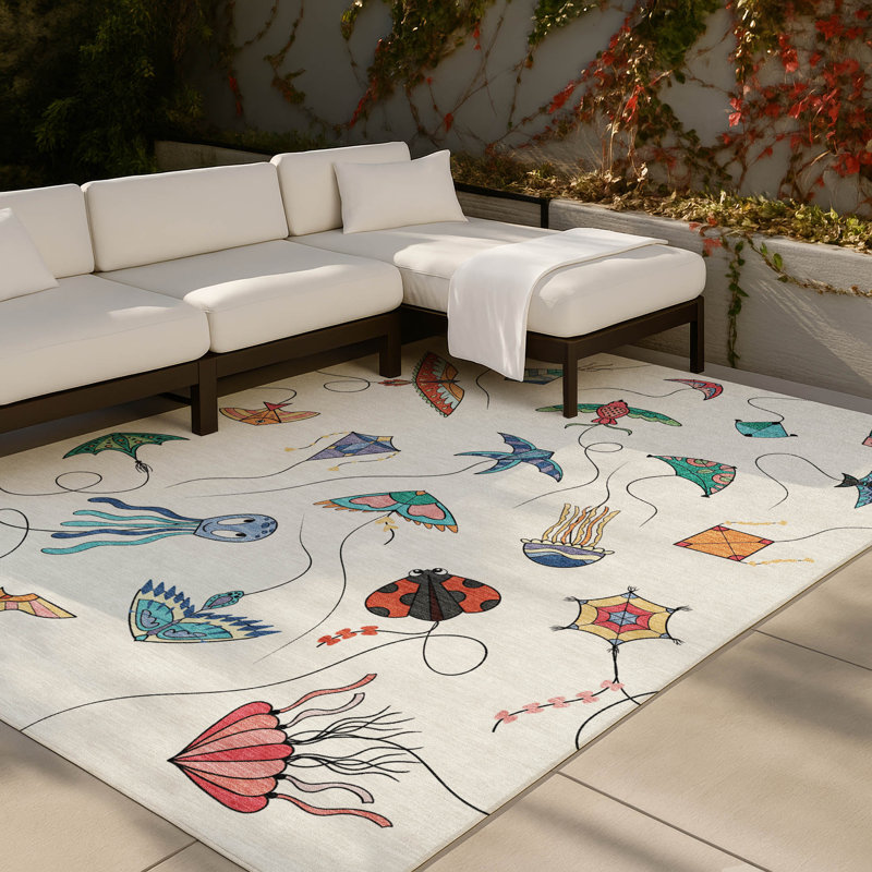 Tapis intérieur / extérieur lavable à la machine pour enfants Chantille ACN2659, Ivoire ivoire, 10 pi x 14 pi