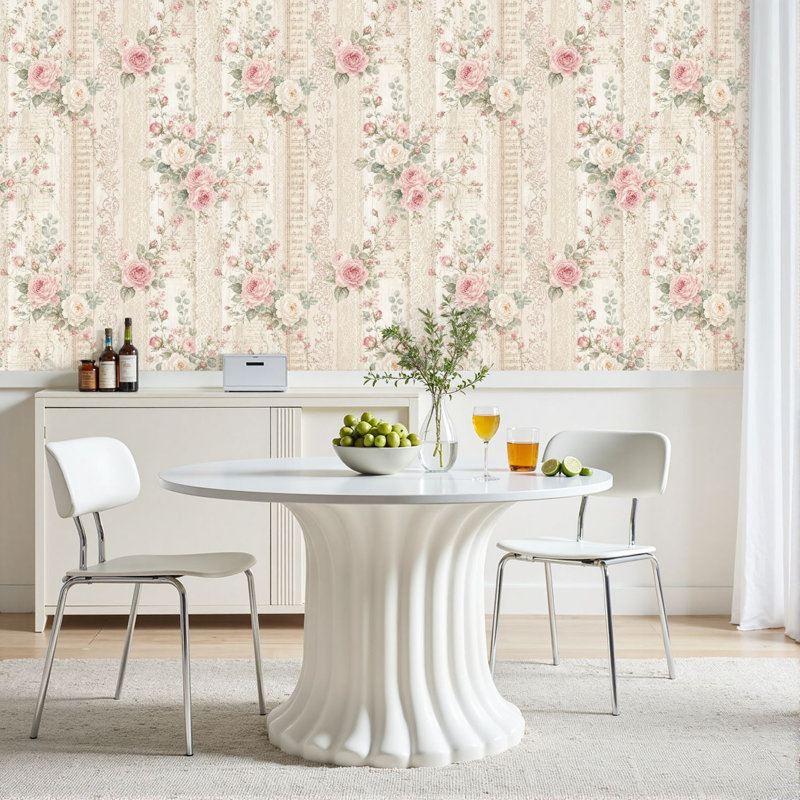 Papier peint auto-adhésif amovible à motif de rose et de bois rose l 23,6 po x H 118 po Peel and Stick, 117.96" L x 23.6" W
