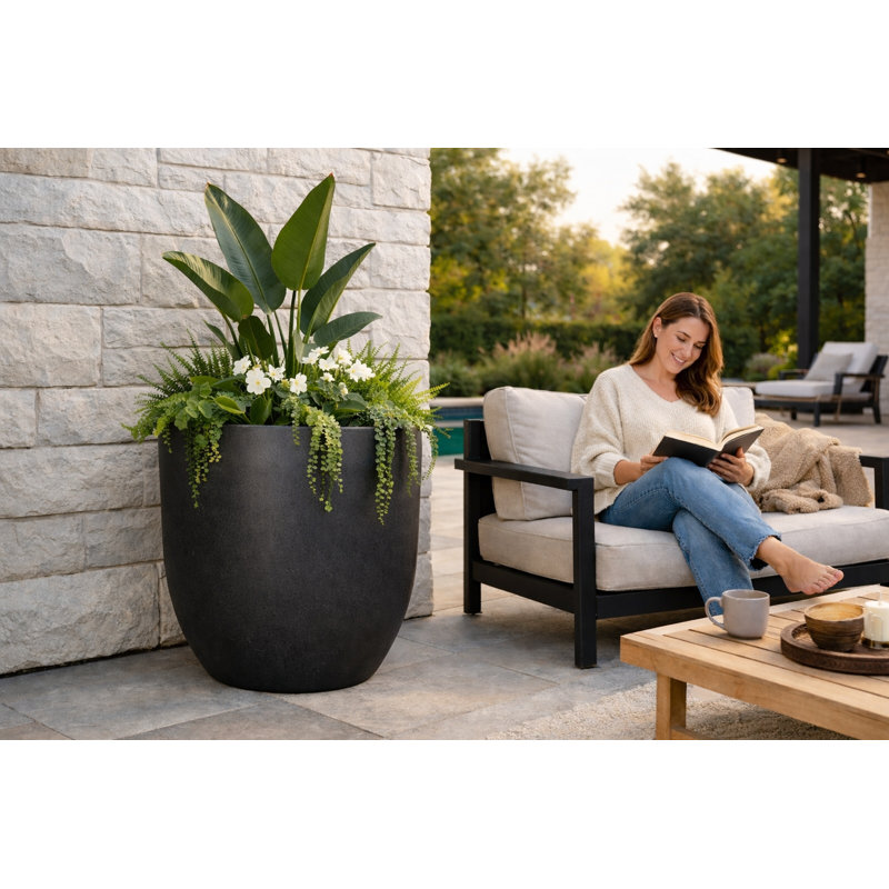 Pot à fleurs léger 10 po - Gris granit, Gris, H 10 po x l 10 po x P 10 po