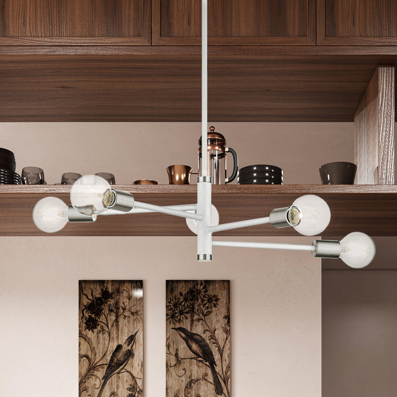 Lustre linéaire moderne à 5 lumières Luvonne, Blanc