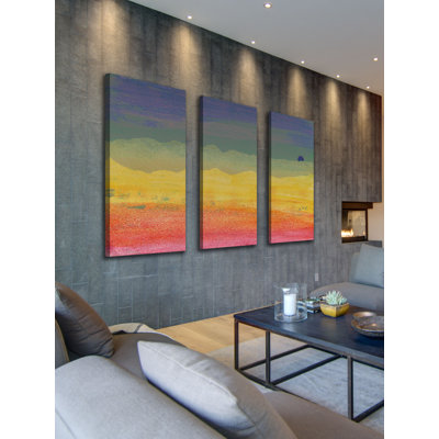 « désert sun triptyque », reproduction d’art sur toile tendue
