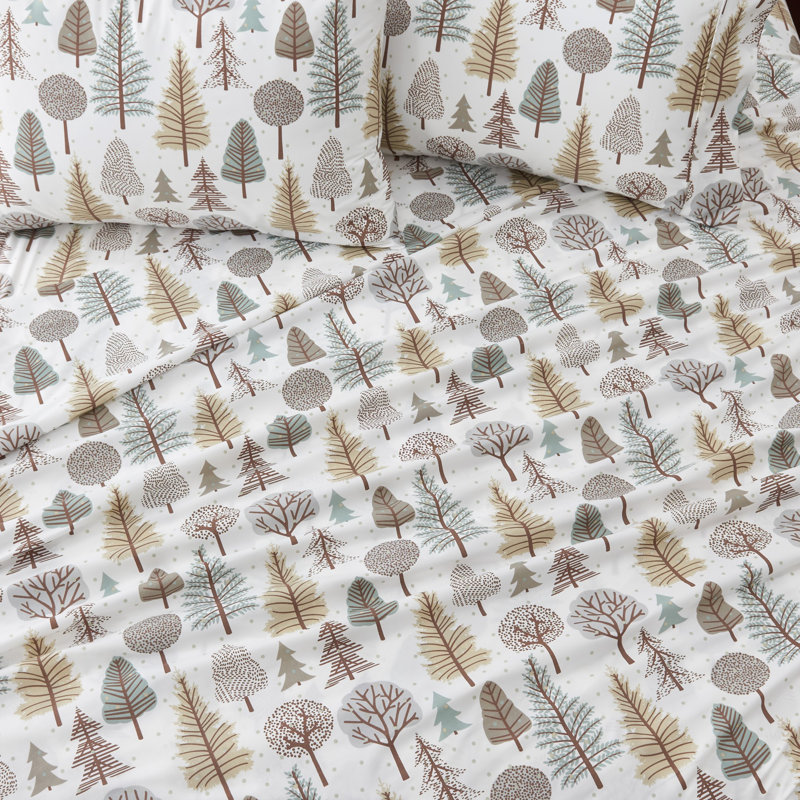 King Size Lodge Forest Trail Printed Microfiber Sheet Set