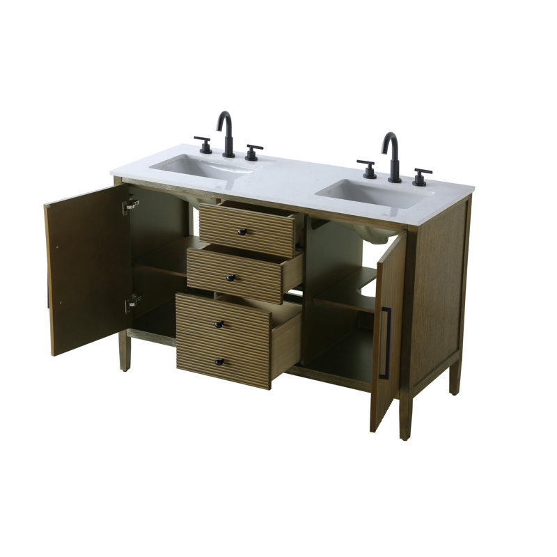 Meuble-lavabo double 54 po, Noisette chêne