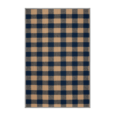 Tapis gris à carreaux lavable à la machine
