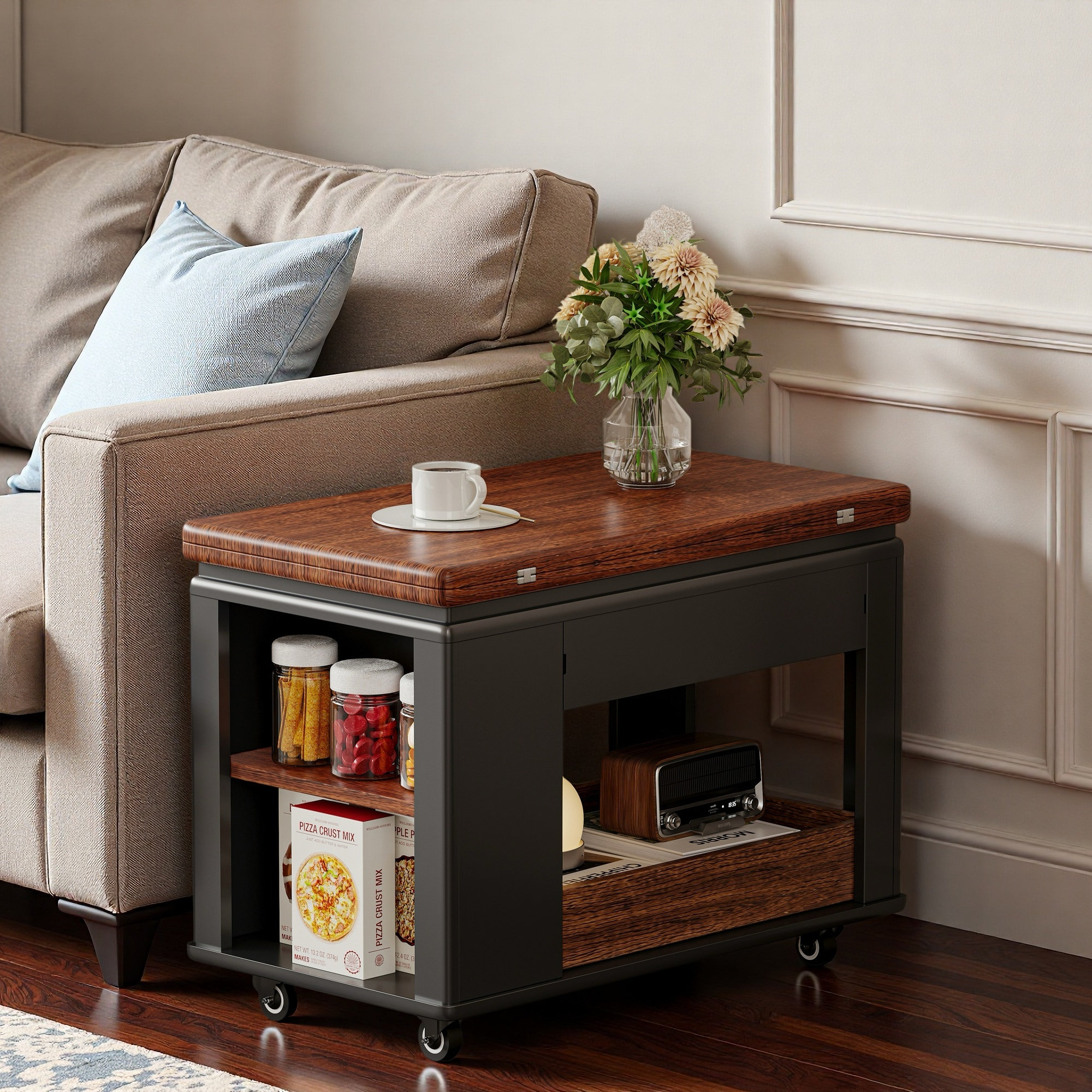 Latitude Run® Modern Multi-function Coffee Table With Foldable Top ...