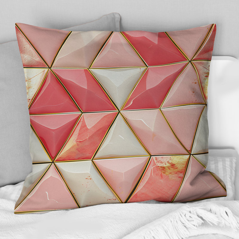Coussin rose rose Midcentury Triangle II - Midcentury, H 18 po x l 18 po
