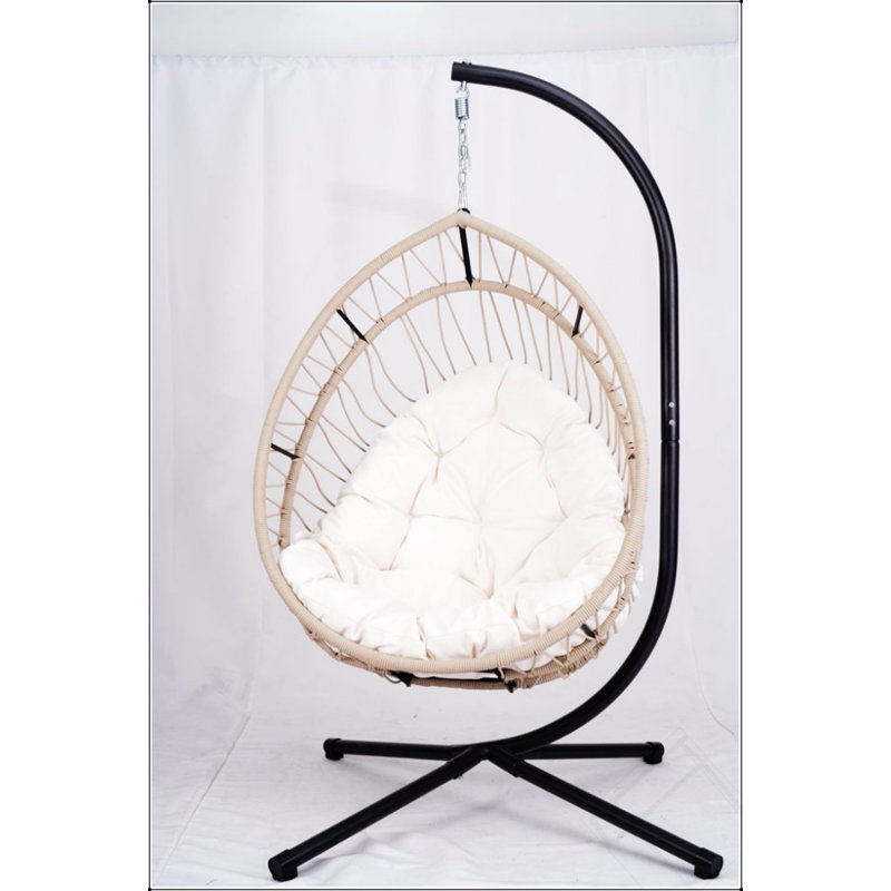 Fauteuil suspendu d'extérieur en forme d'œuf avec support, balancelle de patio en forme d'œuf, chaise berçante d'intérieur, hamac d'extérieur en forme d'œuf