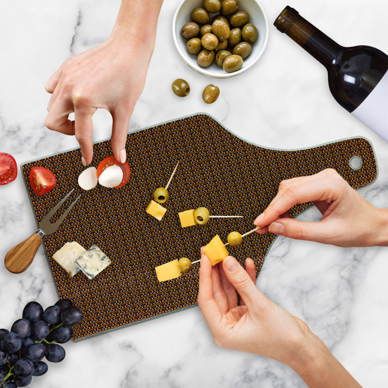 Ambesonne Abstract Tempered Glass Cutting Board Honeycomb Design Hexagons Orange Charcoal Grey