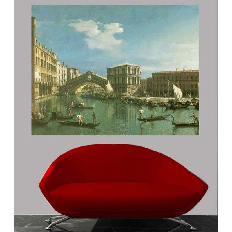 Décalcomanie murale Canaletto, pont du Rialto (18e), H 18,5 po x l 24 po