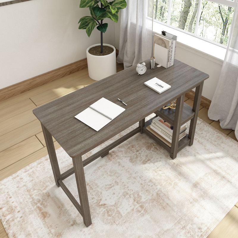 Nikolaos Medium Desk W/ Shelves K/D, Clay