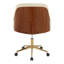Chaise de bureau en métal doré, bois de noyer et similicuir crème-145264428-145264425