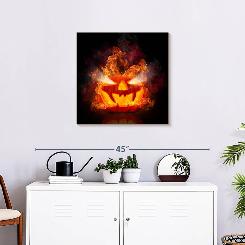Lelend Flaming Jack O Lantern, 24" H x 24" W