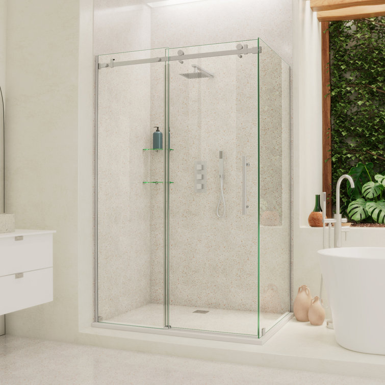 Enigma Air 48.375" x 76" Single Sliding Frameless Shower Door with Clearmax™ Technology