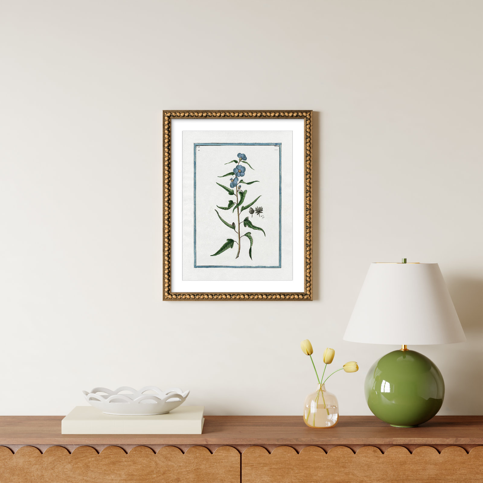 Colombe "Shabby Elegance Botanical I" Print, Gold Bead Framed, 18" W x 24" H
