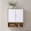 Armoire de salle de bain murale avec porte double, tablette inférieure, portes à motifs ondulés, tablette intérieure réglable, installation facile