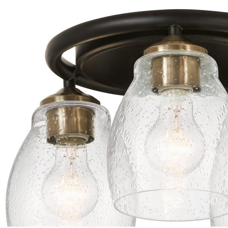 Halfon Glass Flush Mount, Black/Gold