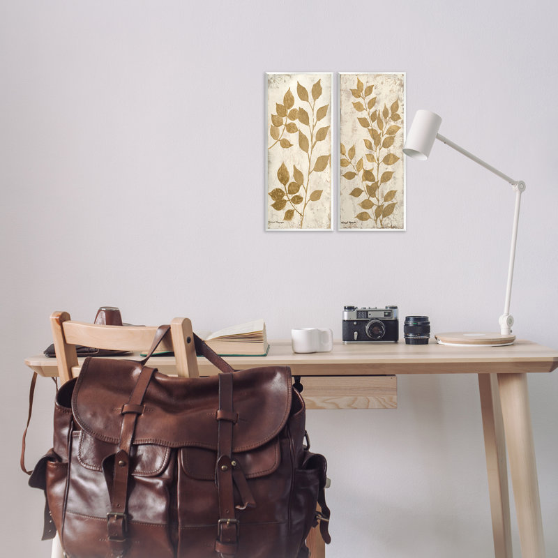 Distressed Natural Leaves 2 PC Wall Plaque Art Set by Michael Marcon