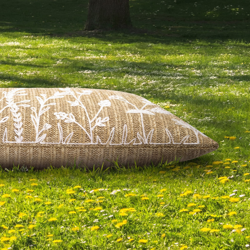 Hunter Rectangular Outdoor Pillows, Floral, Natural