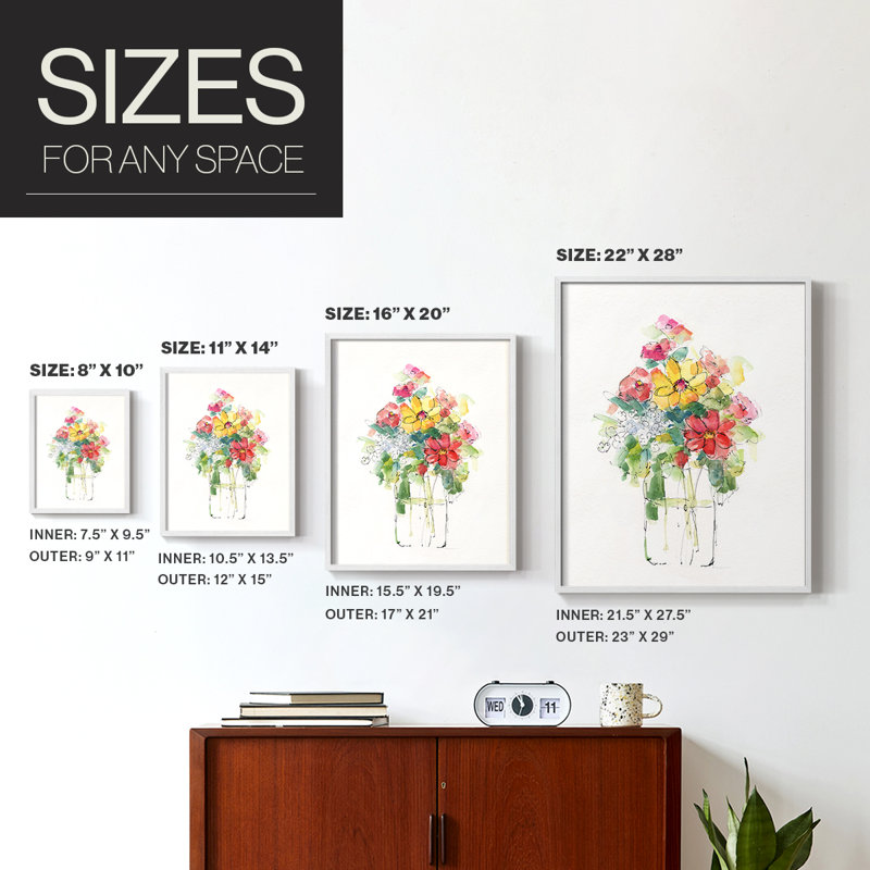 «Summer Picks In Jar I», reproduction encadrée - bois massif, Blanc, H 14 po x l 11 po