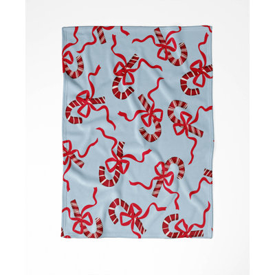 Candycanes & Bows Holiday Velveteen Throw