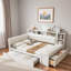 Lit de jour confortable avec lit gigogne, tablettes de rangement, banc, station de charge et tête de lit tapissier-302464420