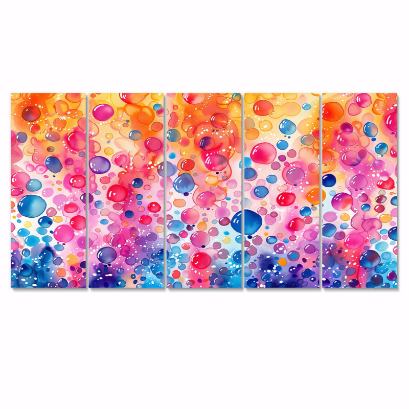«Pink Blue Aquariums Bubbles I», ensemble de reproductions d'art mural aquariums, H 28 po x l 60 po