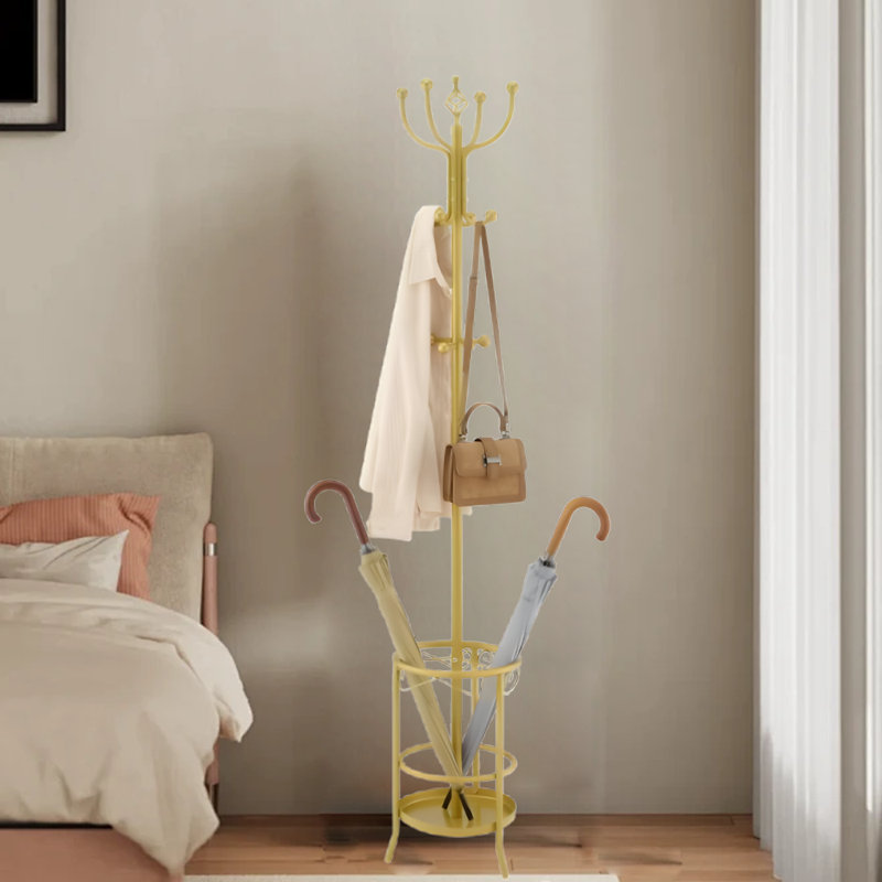 Portemanteau autoportant, portemanteau avec porte-parapluie, Doré