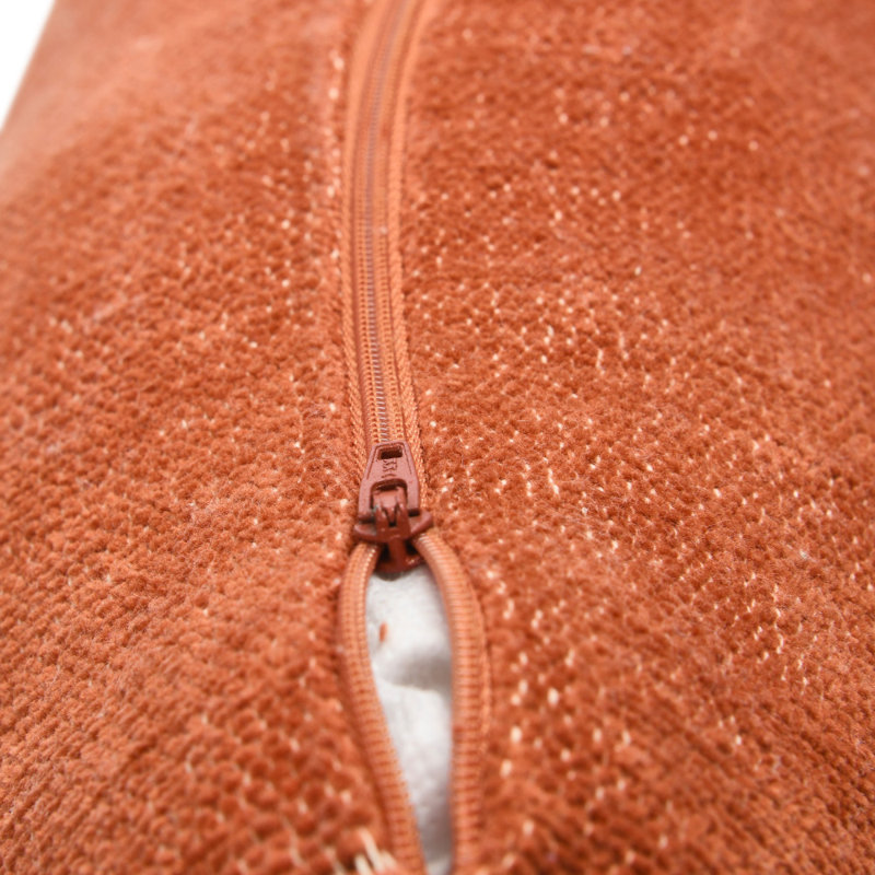 Rust Cotton Chenille Throw Pillow with Tassels