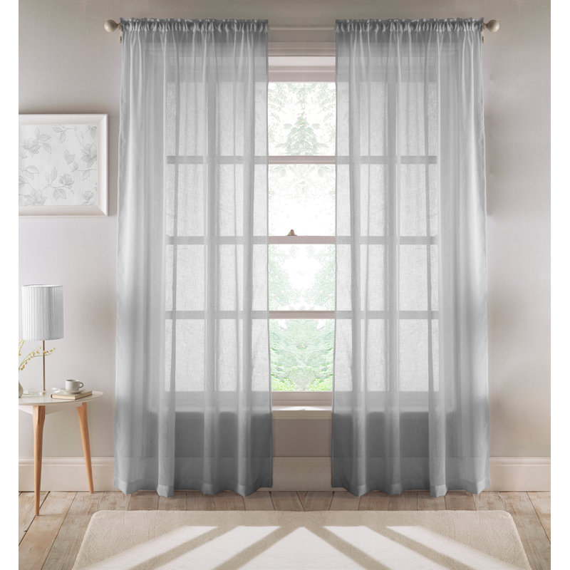 Roehit Sheer Curtain Pair, 140cm Width x 183cm Drop, Silver
