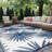 Ramveer Tropical Navy/Ivory Reversible Indoor/Outdoor Area Rug-161406238