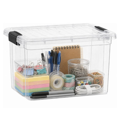 2.4 Quart Clear Plastic Storage Containers with Lids, Stackable Organizer Bins, BPA-Free Storage Boxes for Home, Office, Dorm & Classroom, 1 Pack