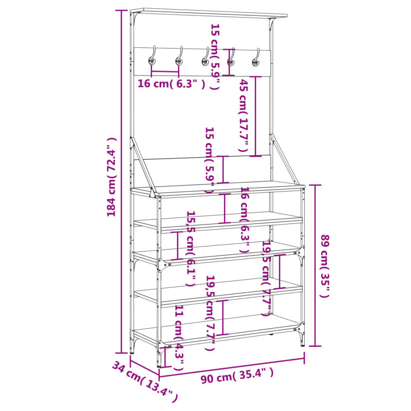 Adylinn 90cm Clothing Rack, Grey Sonoma