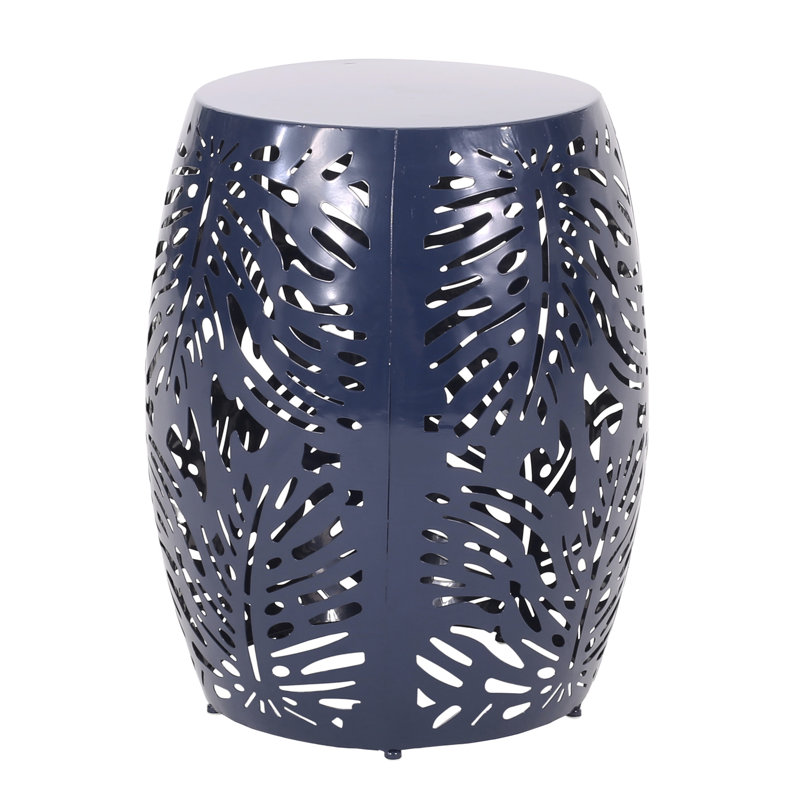 Metal Table In Modern Look - Navy Blue, 16.09W X 16.09D 19.94H, No Assembly Needed End Iron Cut Pattern, Instant Placement