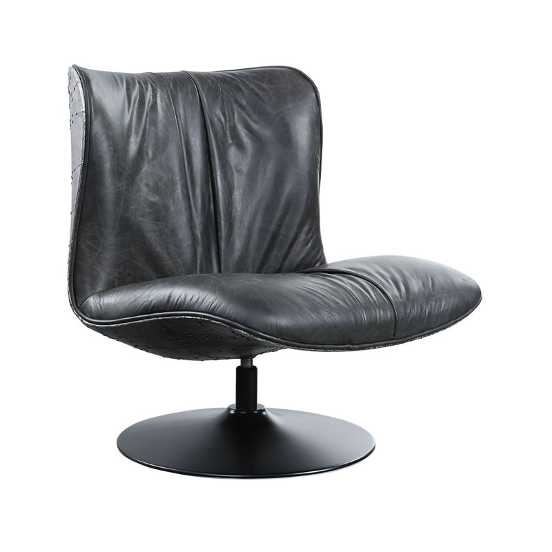 Fauteuil d'appoint Piotr avec dessus en cuir fleur pivotant