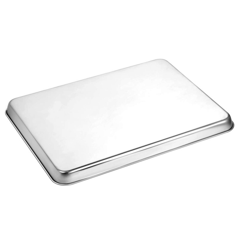 Ensemble de 3 plaques à pâtisserie, plaque à pâtisserie en acier inoxydable, non toxique, robuste et facile à nettoyer - argent