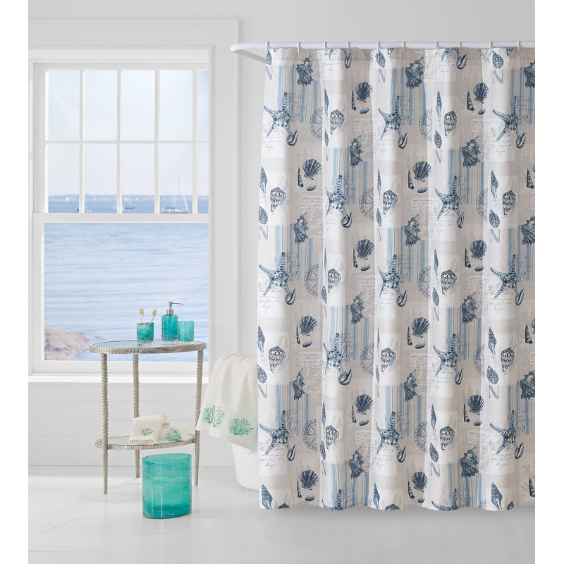 Crochets de rideau de douche en tissu Mccreight Ocean Postcards