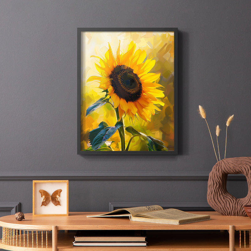 Série FLORAL - impression encadrée de qualité supérieure - prête à être accrochée - aucun clou requis, Noir, noir, noir, noir