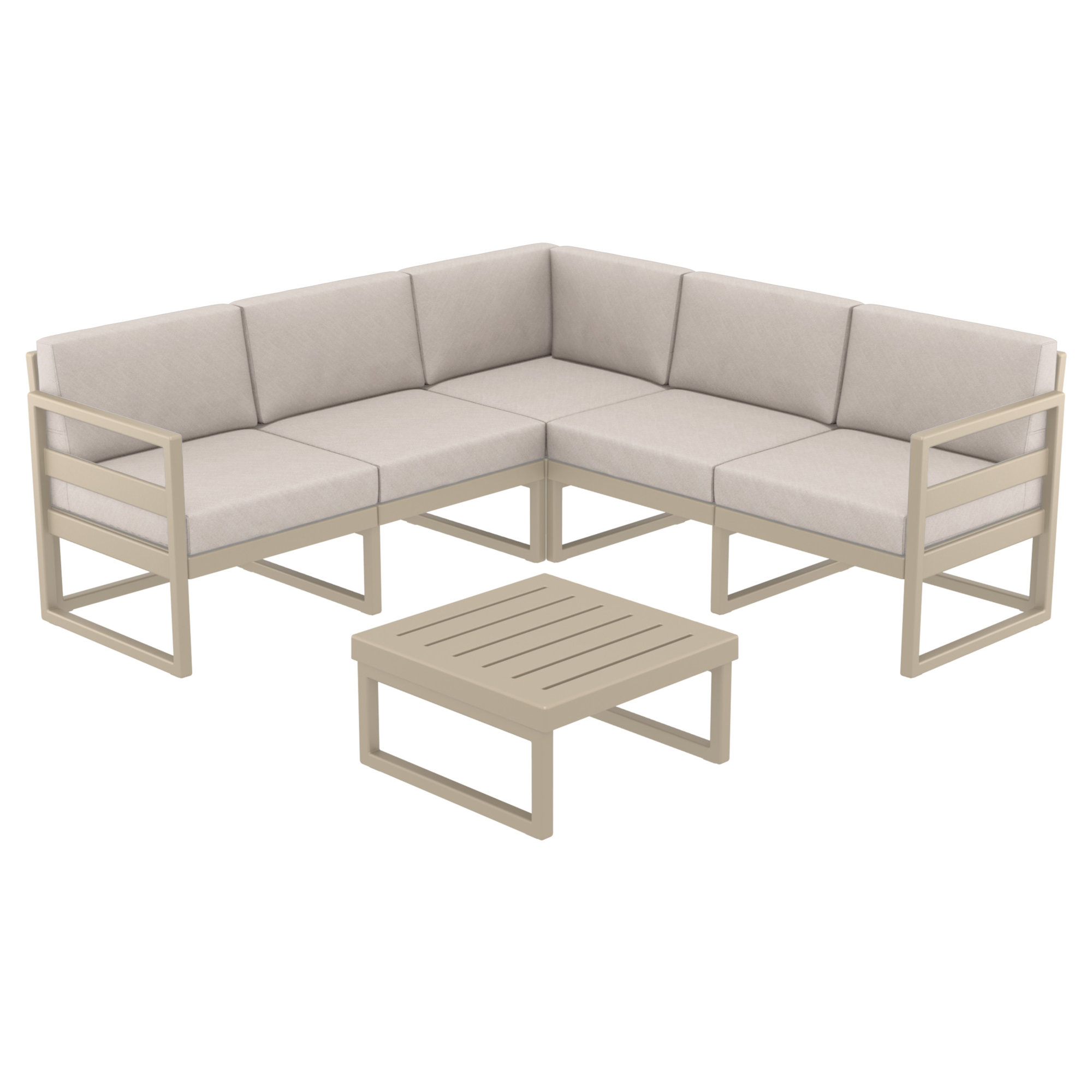 Lane 5 - Person Modular Patio Conversation Set with Cushions, Canvas Flax Sunbrella® Canvas, Taupe
