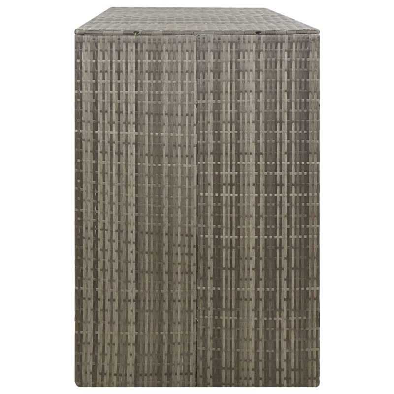 Gray Poly Rattan Triple Bin Shed with Steel Frame