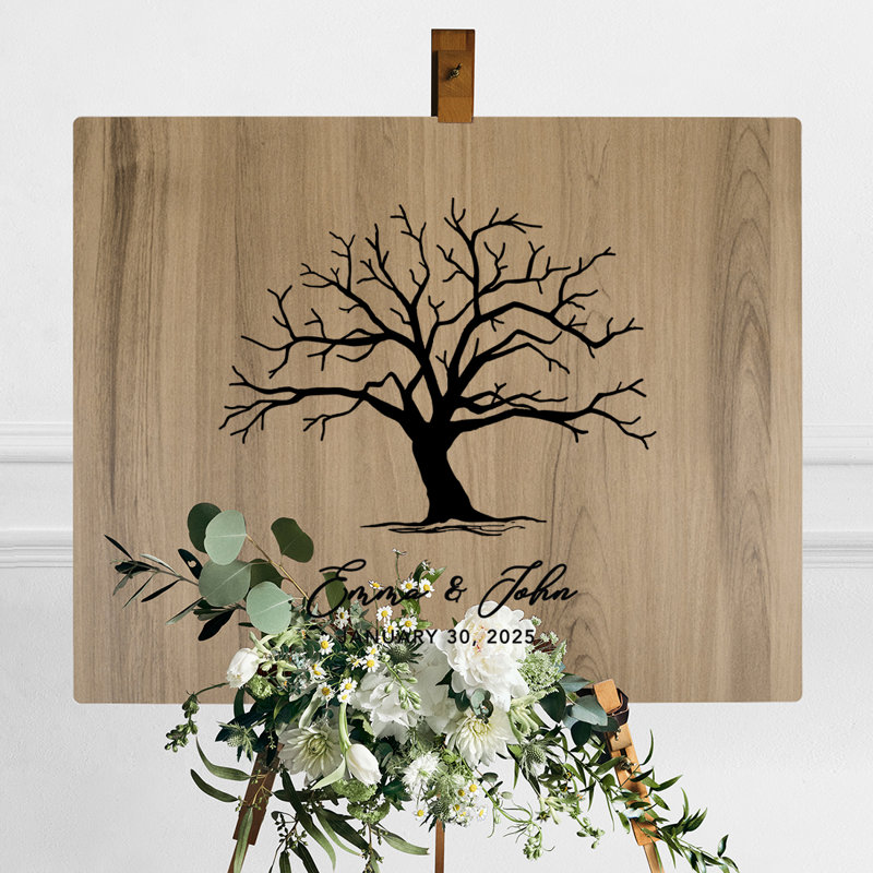 Signe de mariage empreintes d'arbre en bois, Oui