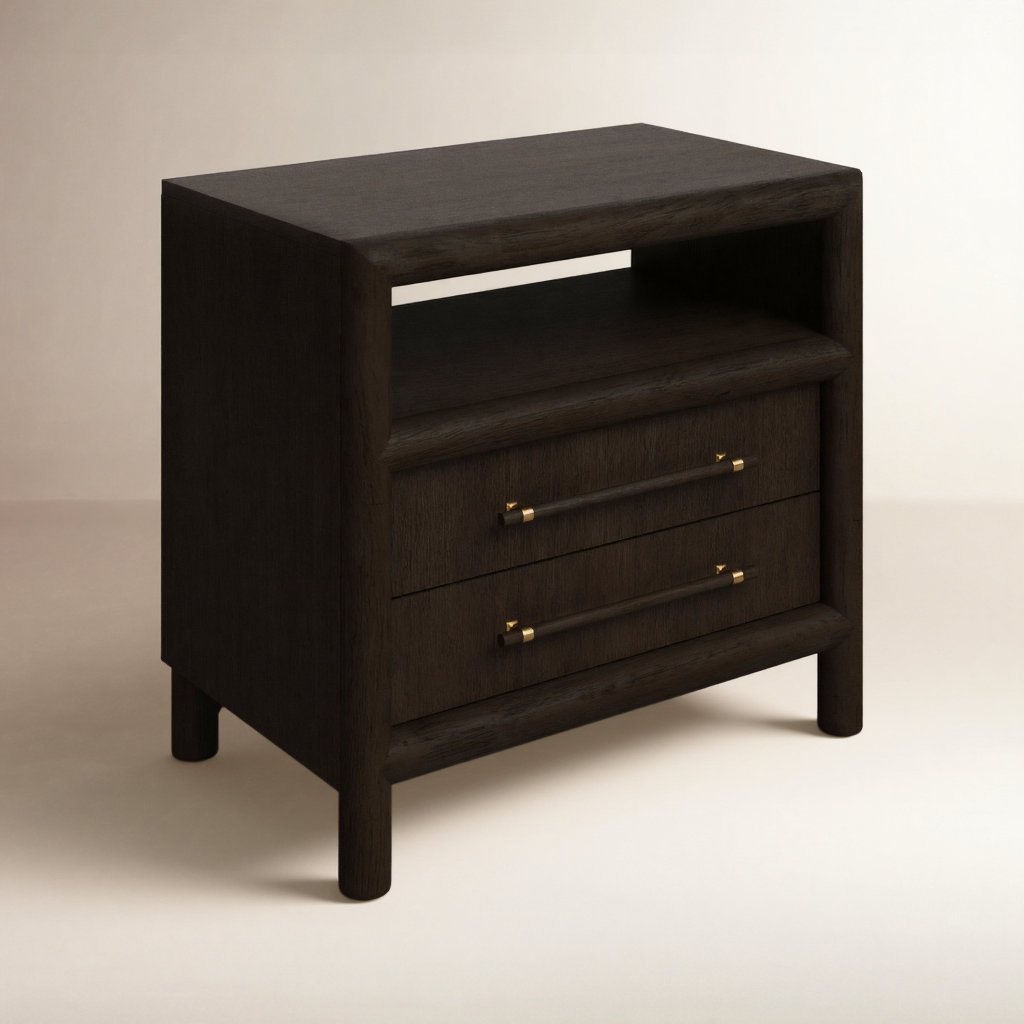 Colleen 2-Drawer Acacia Nightstand, Basalt Gray