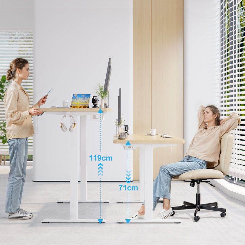 ONE PIECE Height Adjustable Standing Desk With Memory Smart Panel Office Electric Standing Computer Desk With USB Charge
