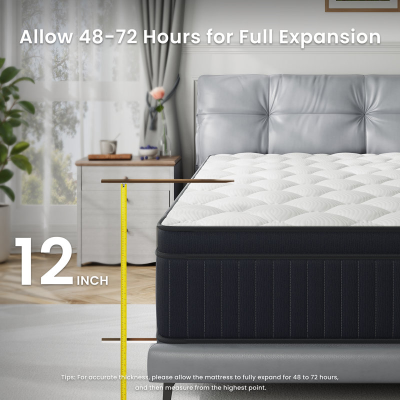 Matelas hybride en mousse viscoélastique gélifiée anti-statique 8 po / 10 po / 12 po / 14 po, CertiPUR-US, OEKO-TEX, certifié par le GV